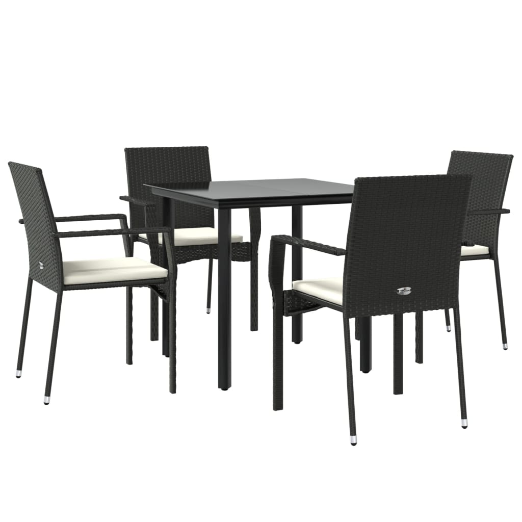 5-Tlg. Garten-Essgruppe Mit Kissen Poly Rattan