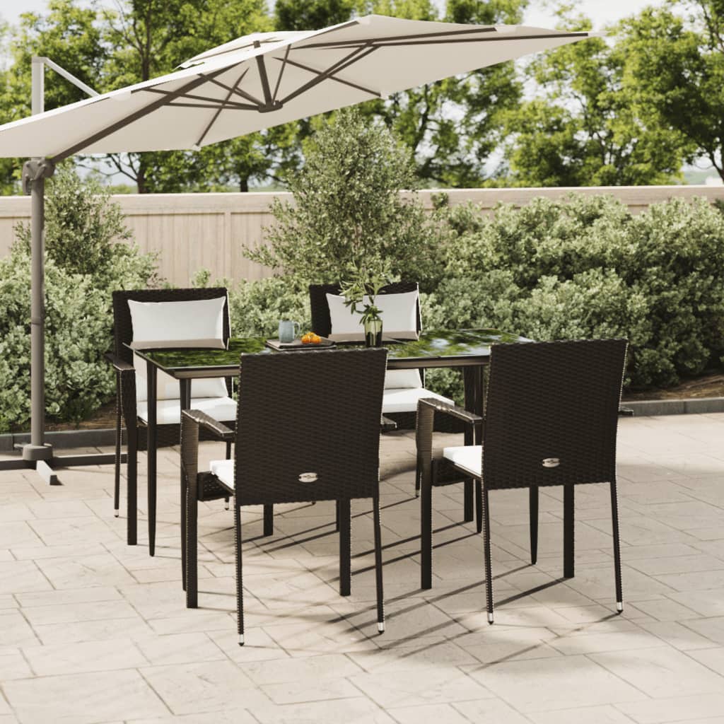 5-Tlg. Garten-Essgruppe Mit Kissen Poly Rattan