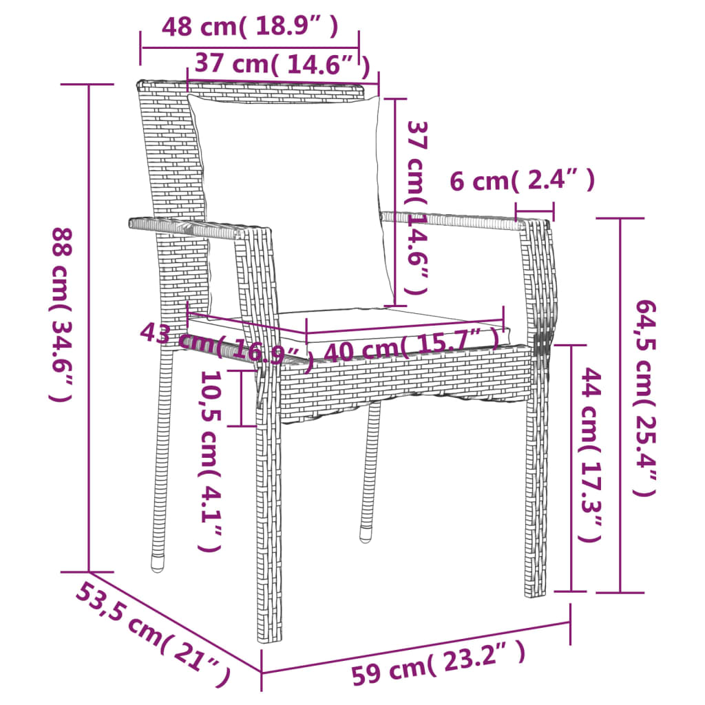 5-Tlg. Garten-Essgruppe Mit Kissen Poly Rattan