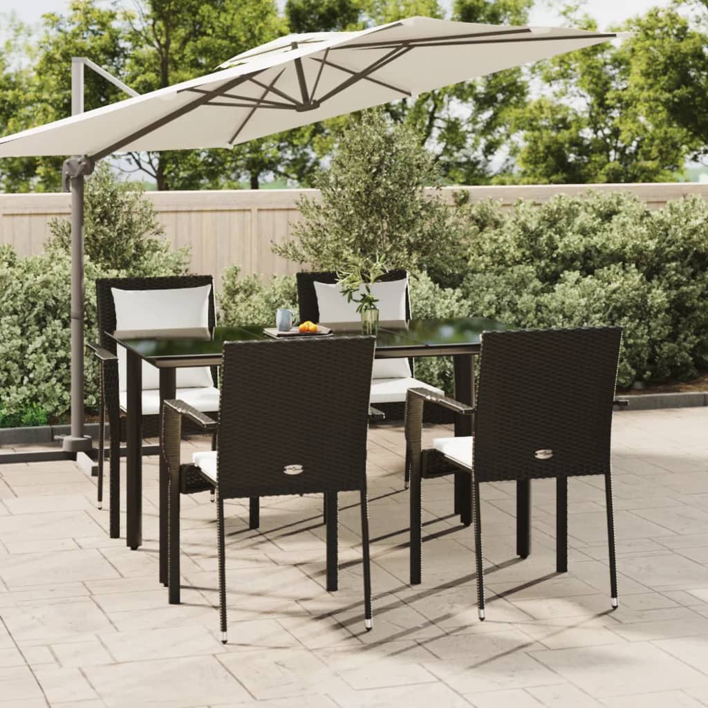 5-Tlg. Garten-Essgruppe Mit Kissen Poly Rattan