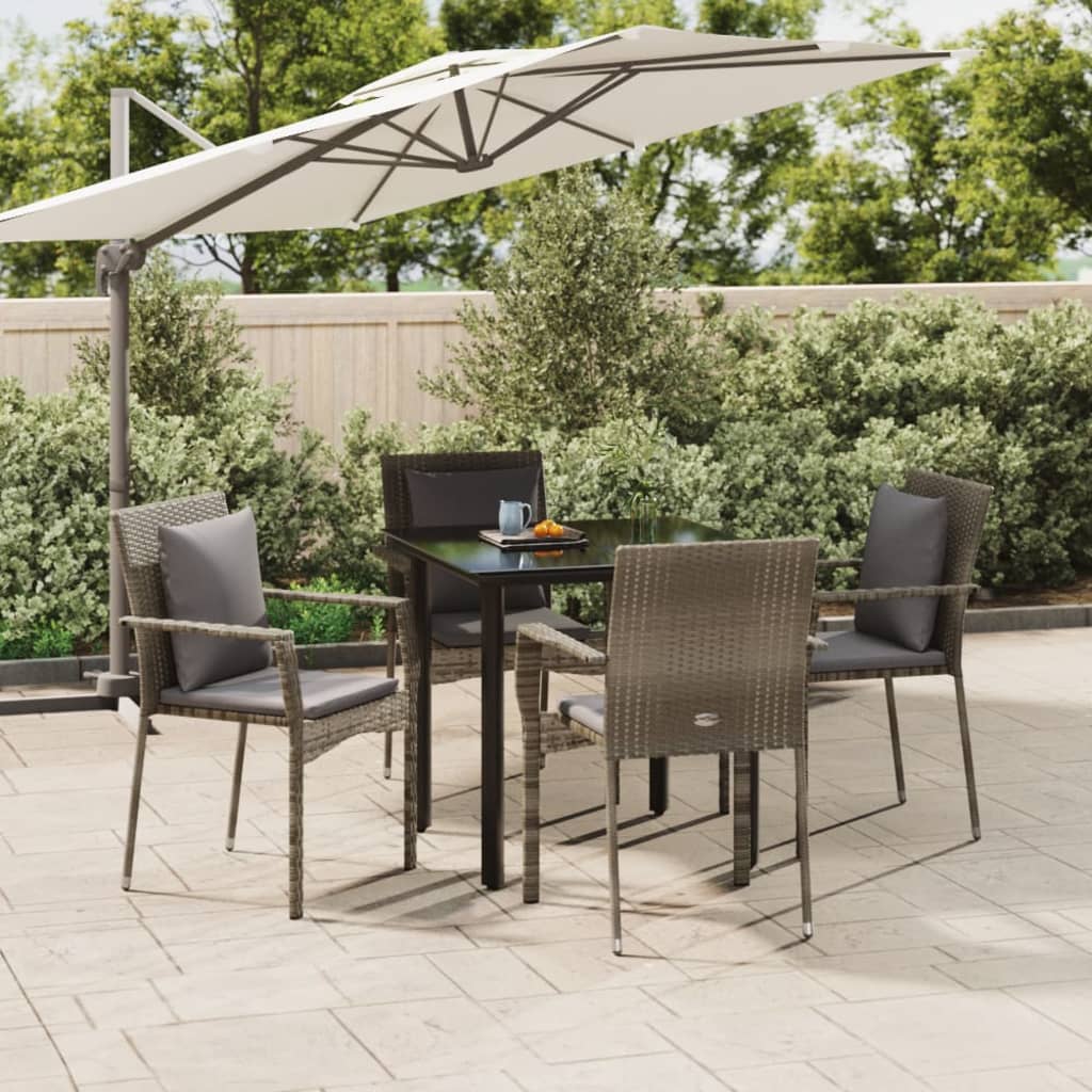 5-Tlg. Garten-Essgruppe Mit Kissen Poly Rattan