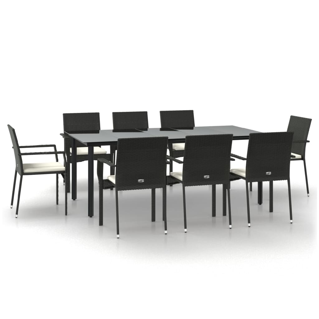 9-Tlg. Garten-Essgruppe Mit Kissen Poly Rattan