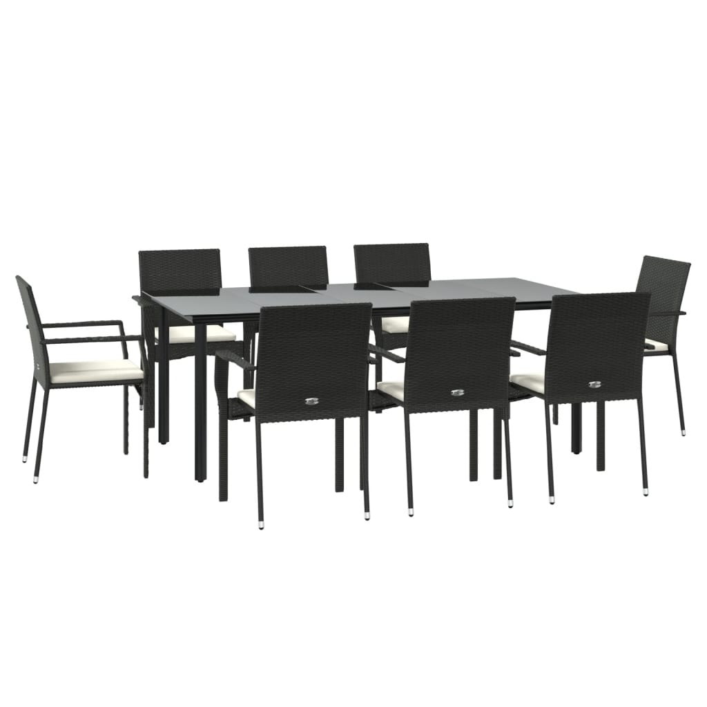 9-Tlg. Garten-Essgruppe Mit Kissen Poly Rattan