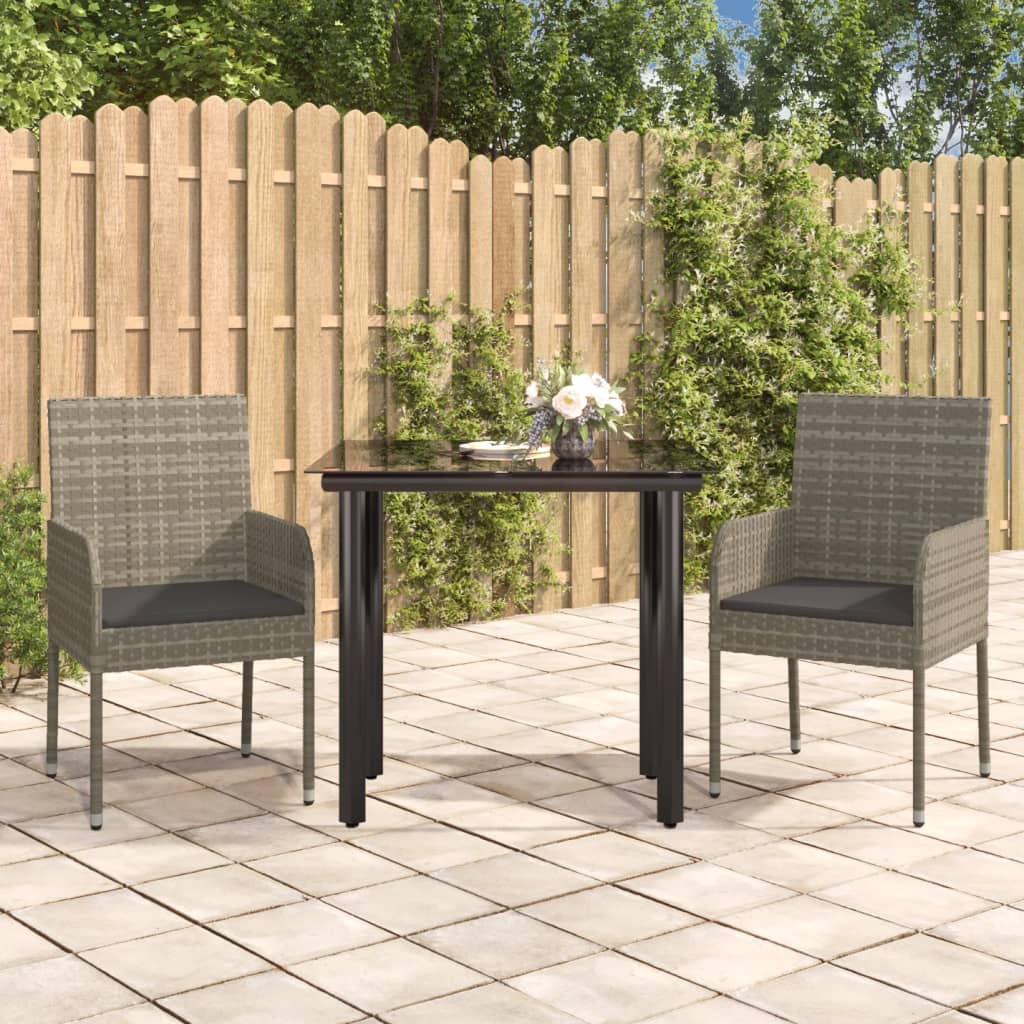 5-Tlg. Garten-Essgruppe Mit Kissen Schwarz Und Poly Rattan