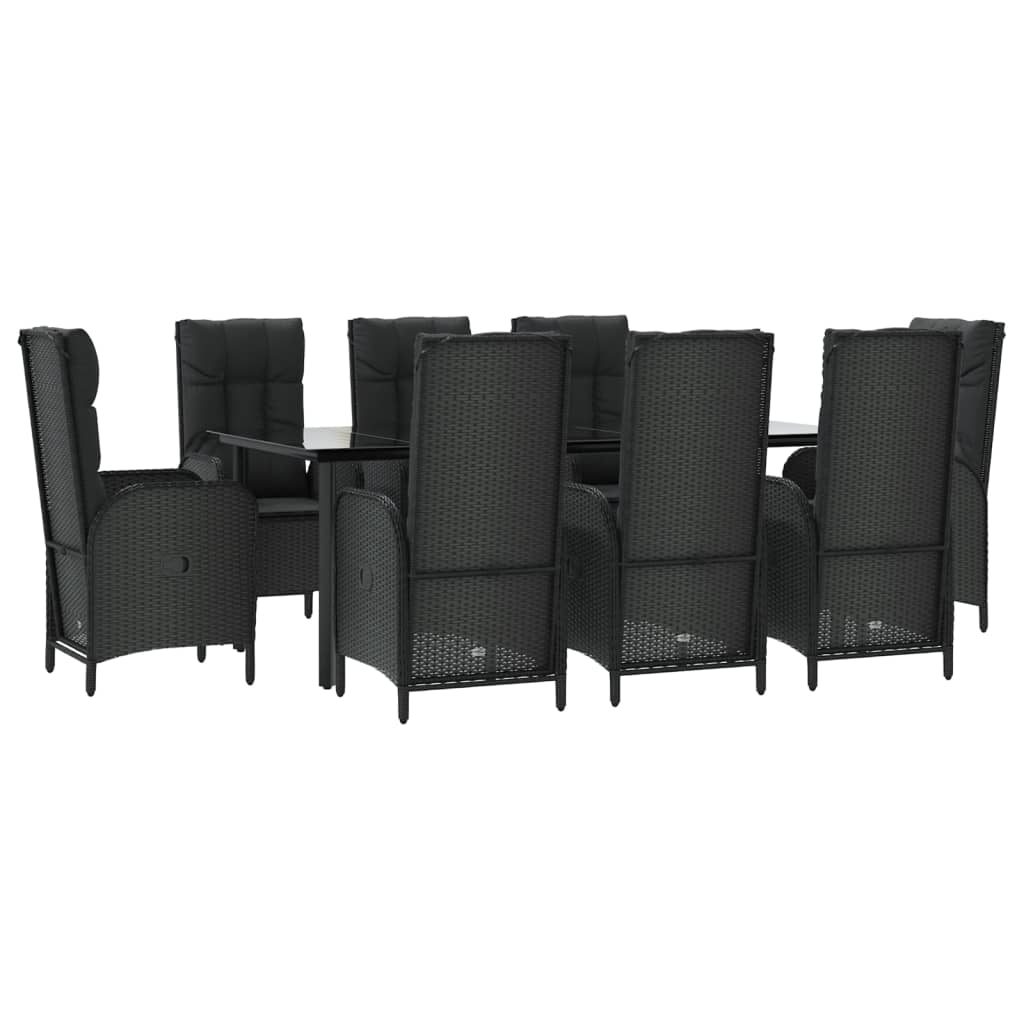 9-Tlg. Garten-Essgruppe Mit Kissen Poly Rattan