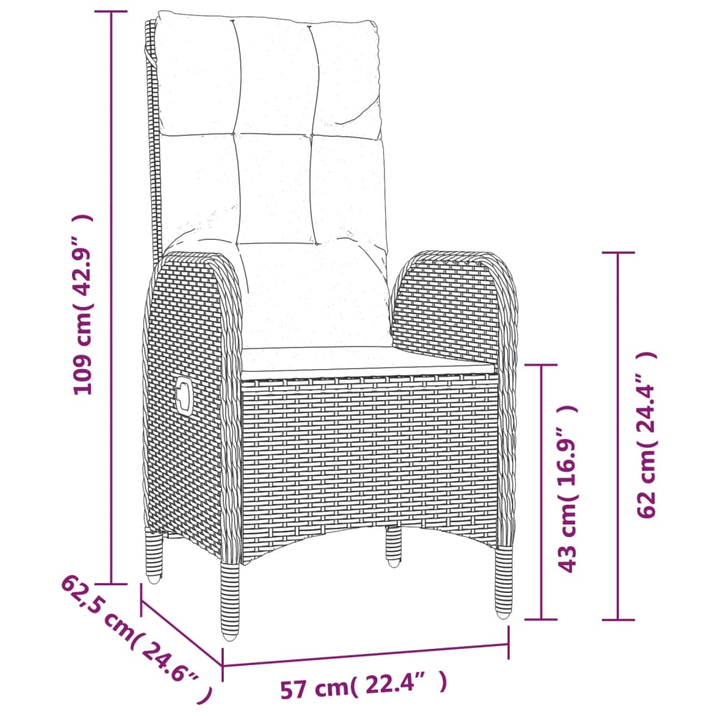 9-Tlg. Garten-Essgruppe Mit Kissen Poly Rattan