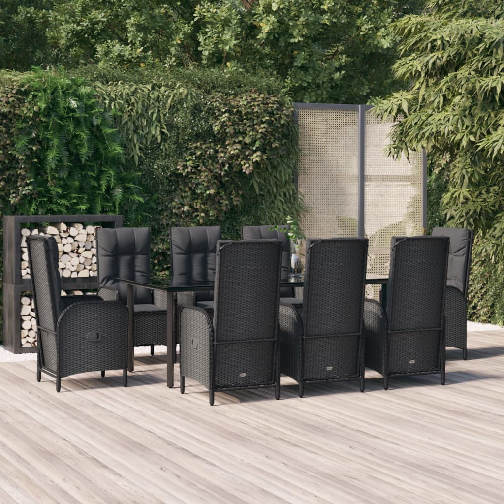 9-Tlg. Garten-Essgruppe Mit Kissen Poly Rattan