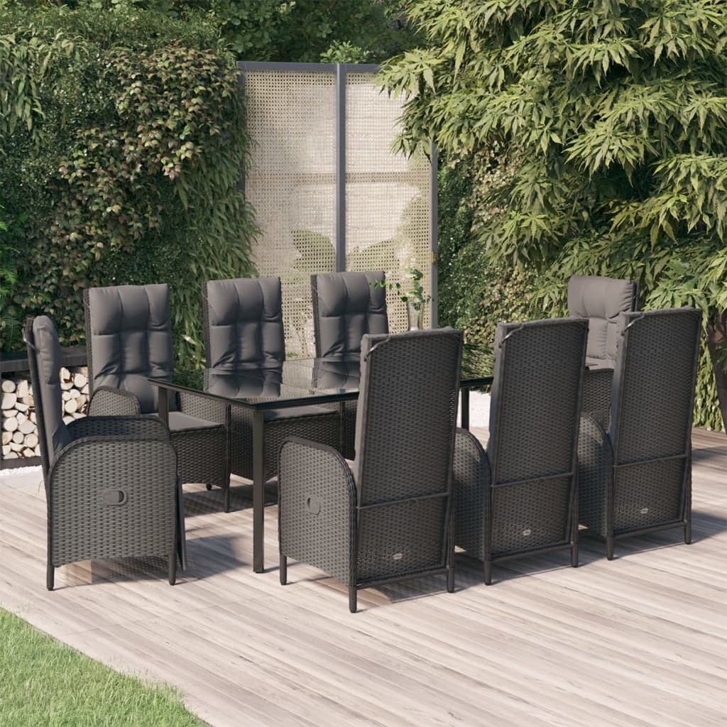 9-Tlg. Garten-Essgruppe Mit Kissen Poly Rattan
