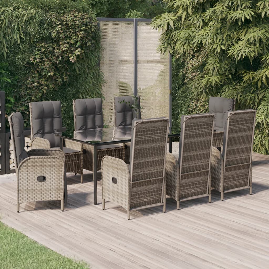 9-Tlg. Garten-Essgruppe Mit Kissen Poly Rattan