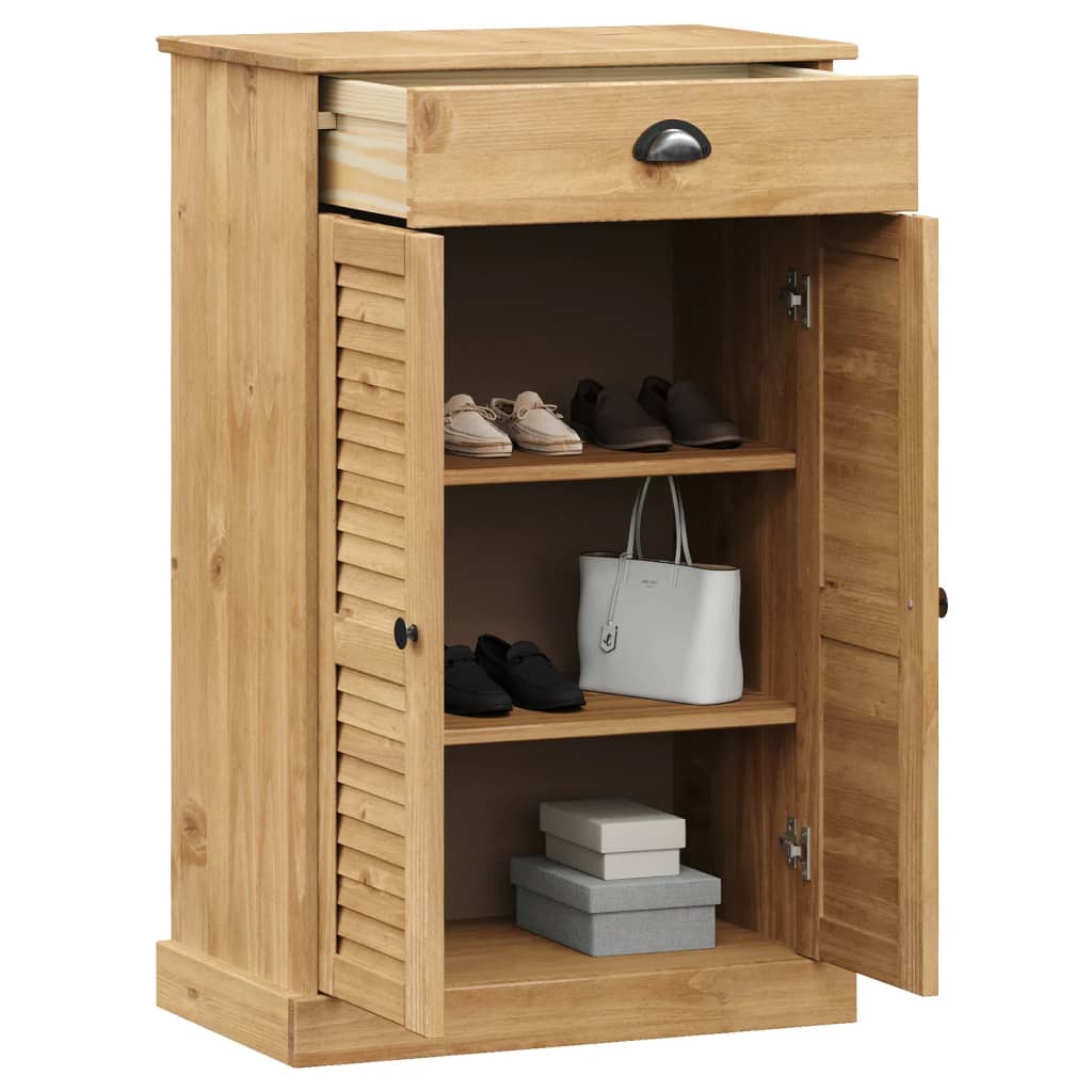 Schuhschrank Vigo 60X35X96 Cm Massivholz Kiefer Braun