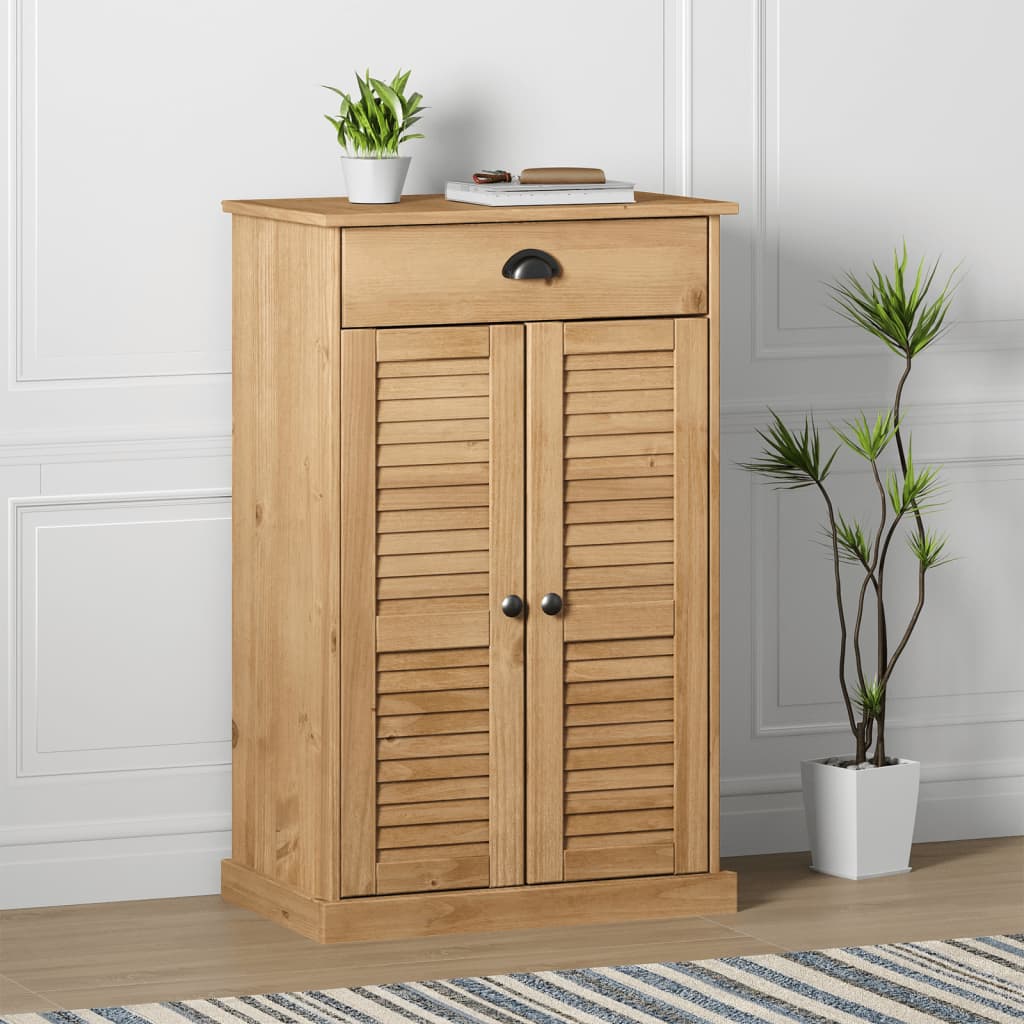 Schuhschrank Vigo 60X35X96 Cm Massivholz Kiefer Braun