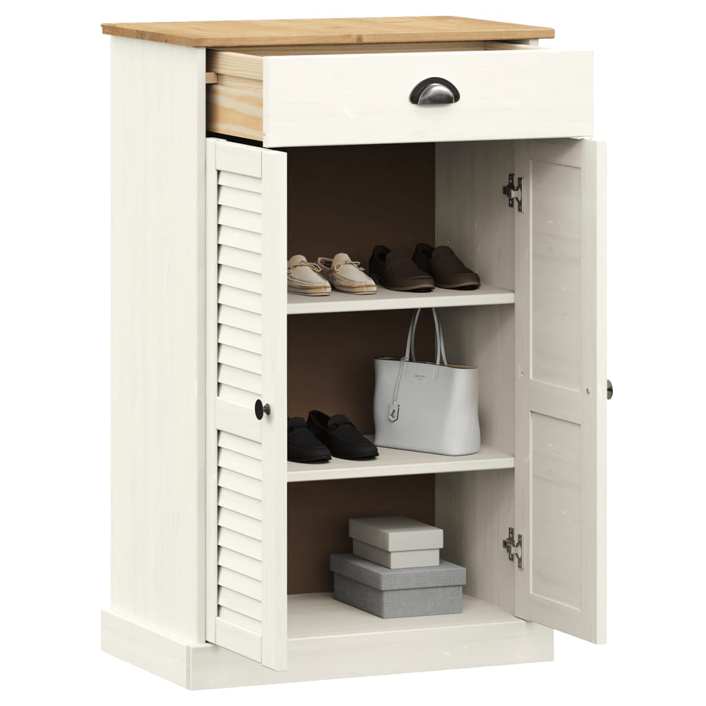 Schuhschrank Vigo 60X35X96 Cm Massivholz Kiefer Weiß
