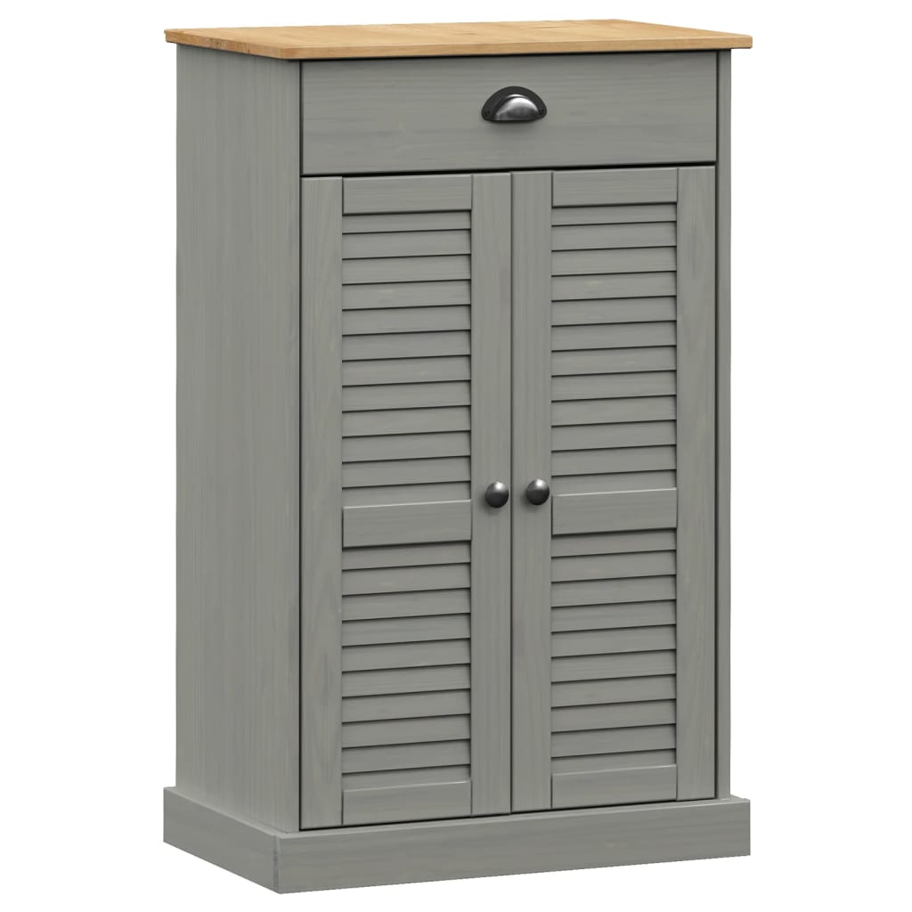 Schuhschrank Vigo 60X35X96 Cm Massivholz Kiefer Grau