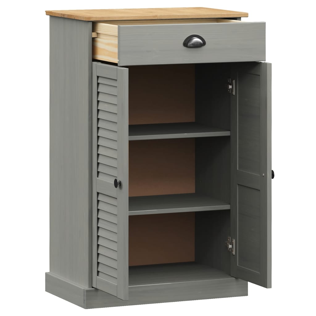 Schuhschrank Vigo 60X35X96 Cm Massivholz Kiefer Grau