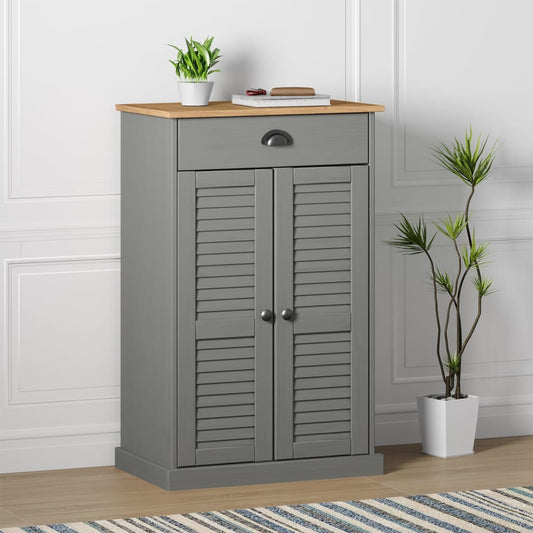 Schuhschrank Vigo 60X35X96 Cm Massivholz Kiefer Grau