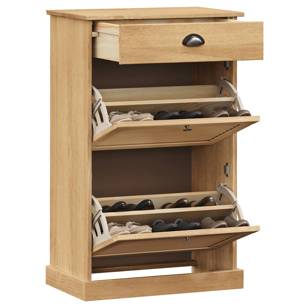 Schuhschrank Vigo 60X35X96 Cm Massivholz Kiefer Braun