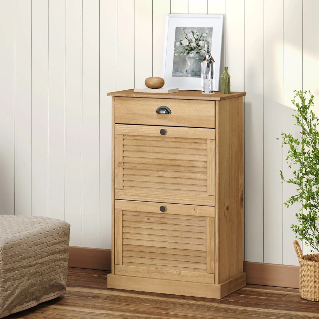 Schuhschrank Vigo 60X35X96 Cm Massivholz Kiefer Braun