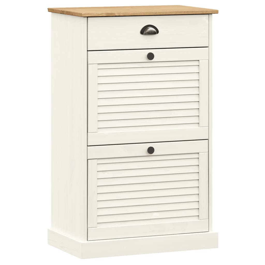 Schuhschrank Vigo 60X35X96 Cm Massivholz Kiefer Weiß