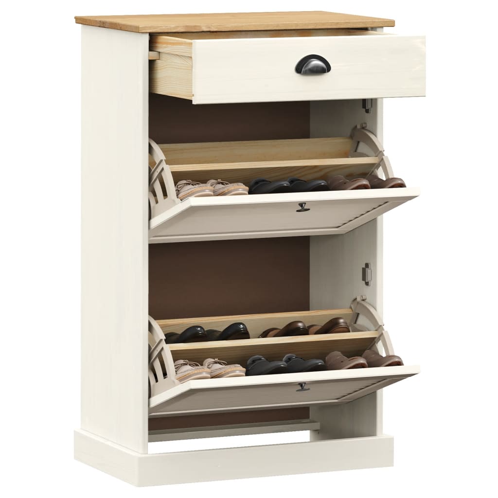 Schuhschrank Vigo 60X35X96 Cm Massivholz Kiefer Weiß