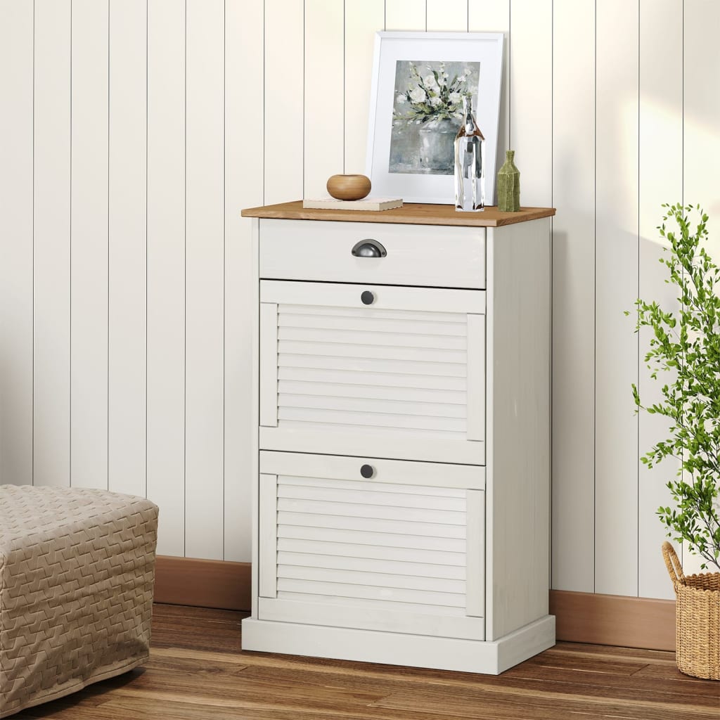 Schuhschrank Vigo 60X35X96 Cm Massivholz Kiefer Weiß