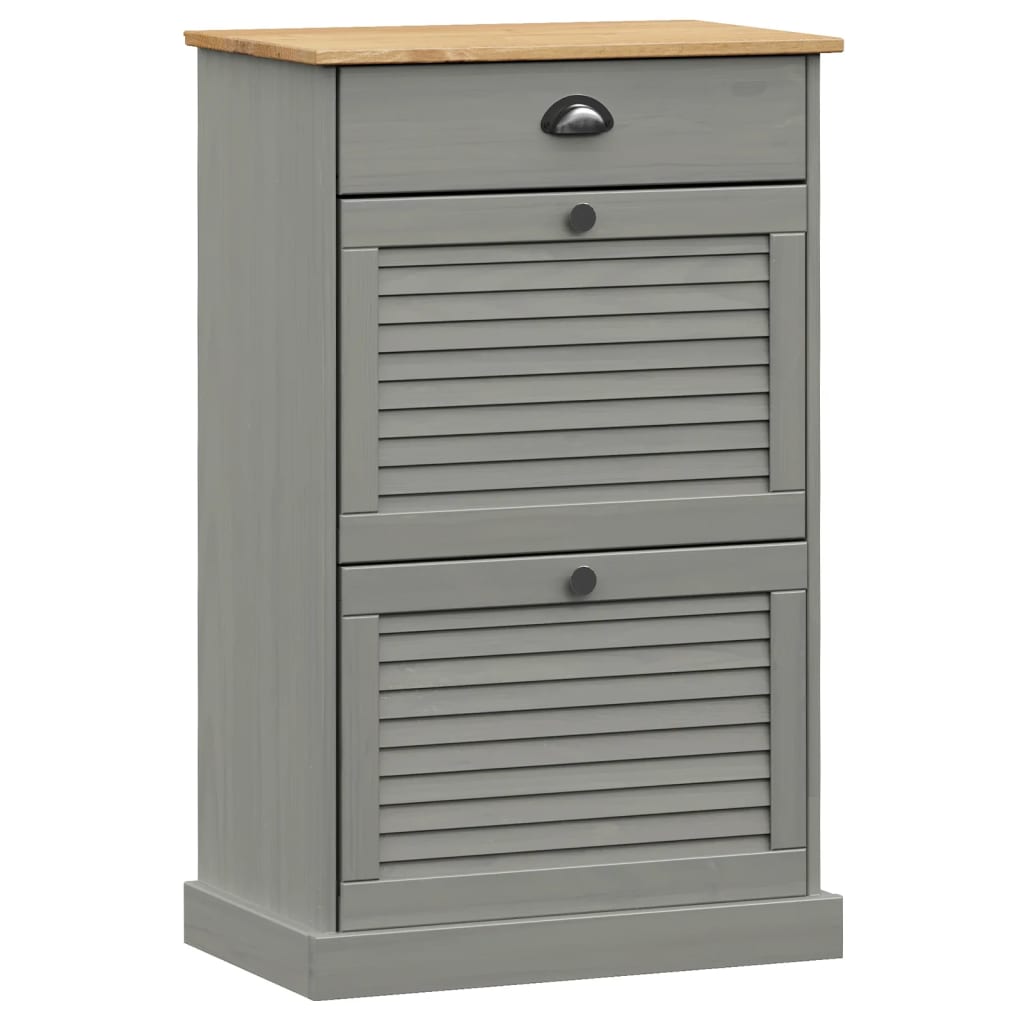 Schuhschrank Vigo 60X35X96 Cm Massivholz Kiefer Grau