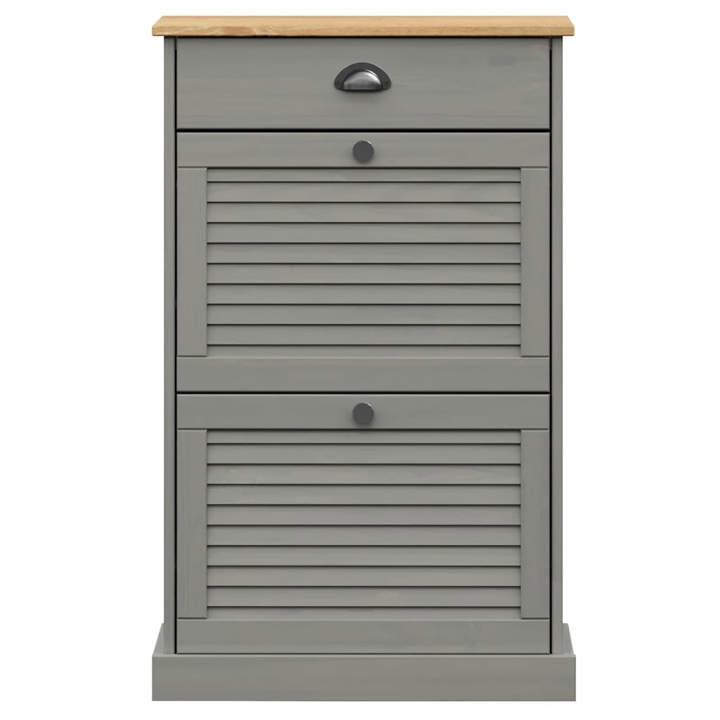 Schuhschrank Vigo 60X35X96 Cm Massivholz Kiefer Grau