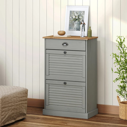 Schuhschrank Vigo 60X35X96 Cm Massivholz Kiefer Grau