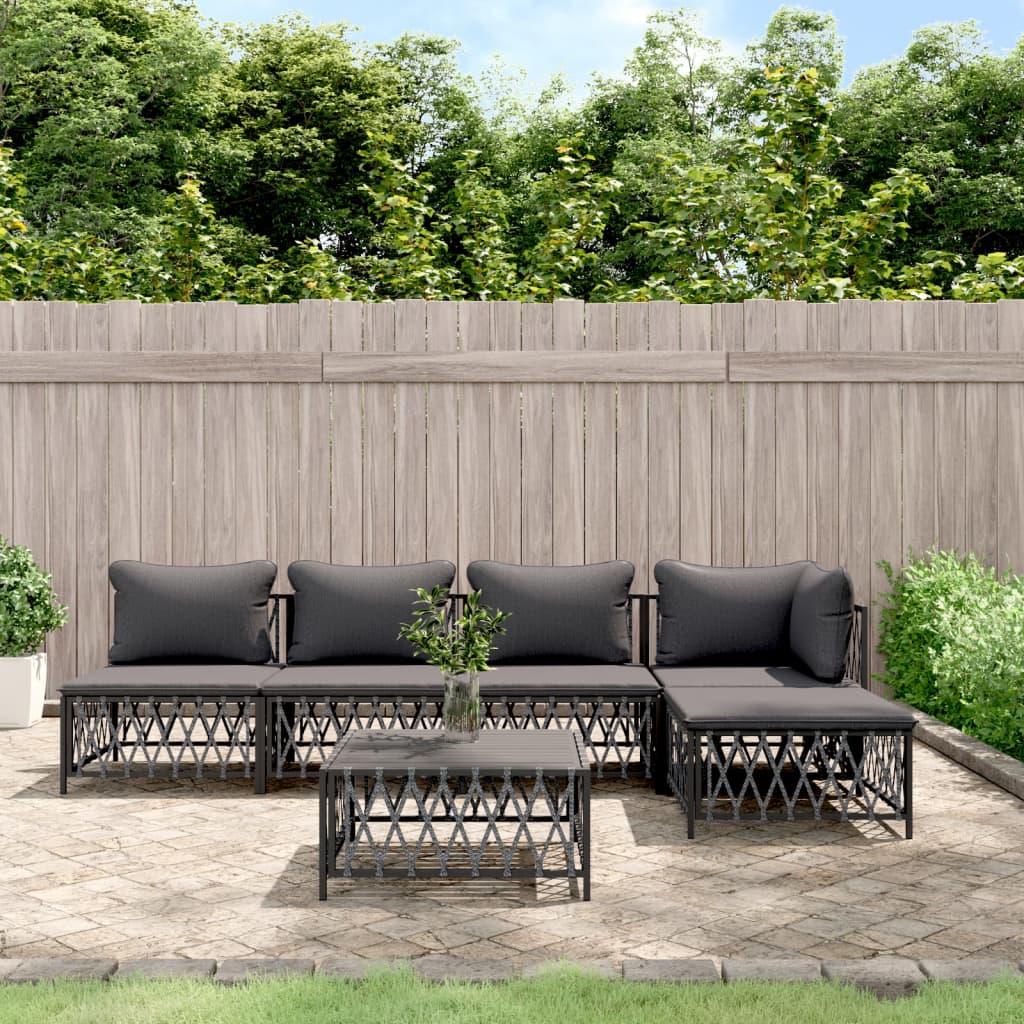 5-Tlg. Garten-Lounge-Set Mit Kissen Stahl