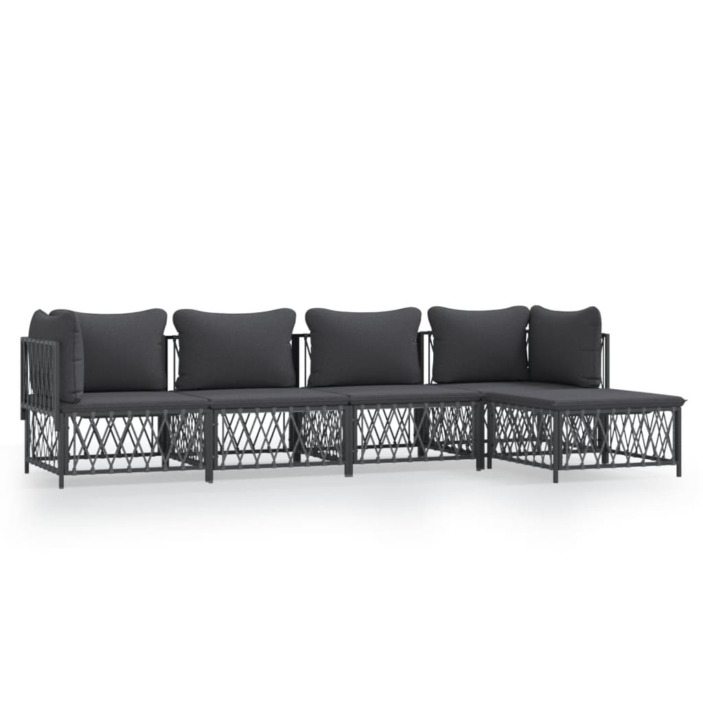 5-Tlg. Garten-Lounge-Set Mit Kissen Stahl