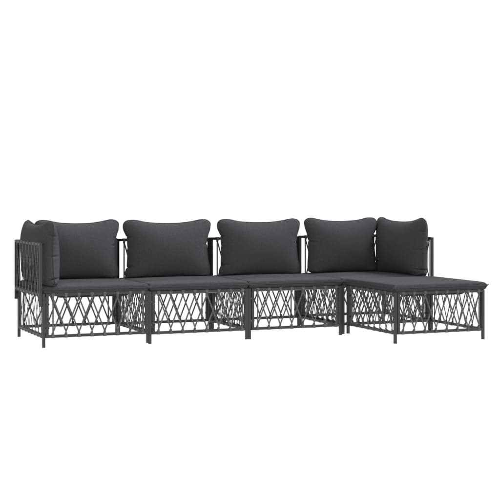 5-Tlg. Garten-Lounge-Set Mit Kissen Stahl
