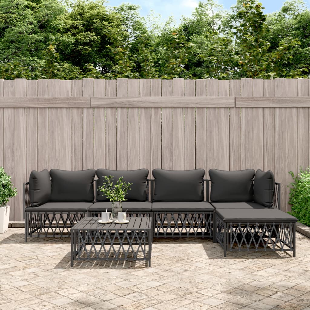 5-Tlg. Garten-Lounge-Set Mit Kissen Stahl