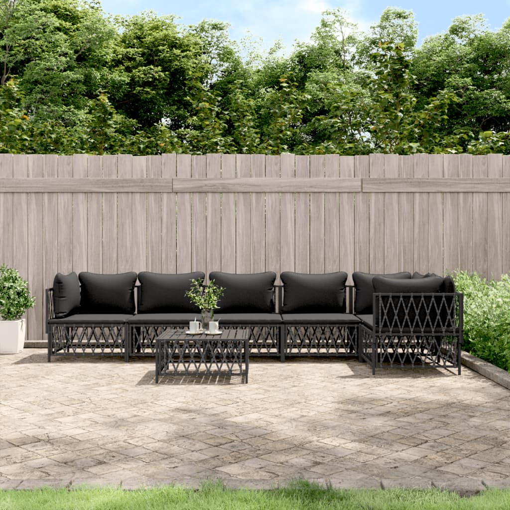 5-Tlg. Garten-Lounge-Set Mit Kissen Stahl
