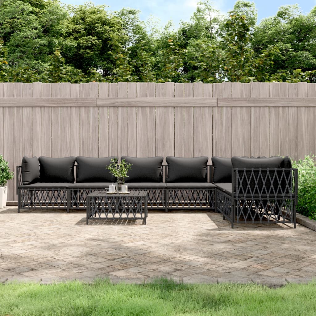 5-Tlg. Garten-Lounge-Set Mit Kissen Stahl