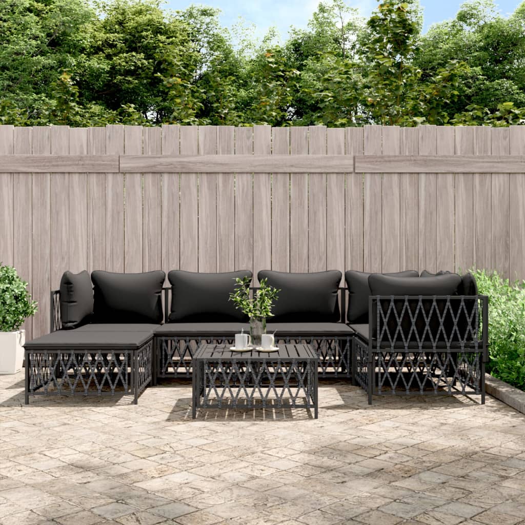 6-Tlg. Garten-Lounge-Set Mit Kissen Stahl