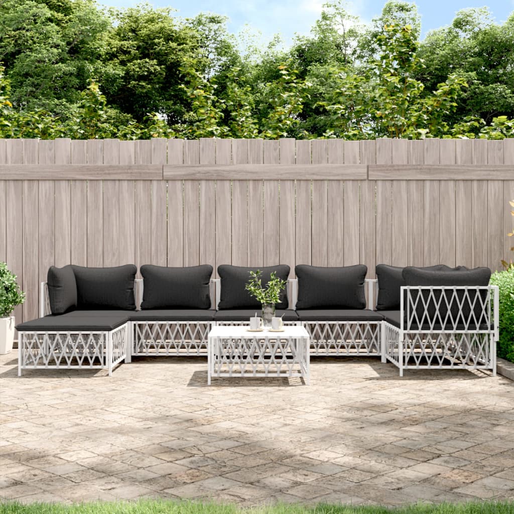 6-Tlg. Garten-Lounge-Set Mit Kissen Stahl