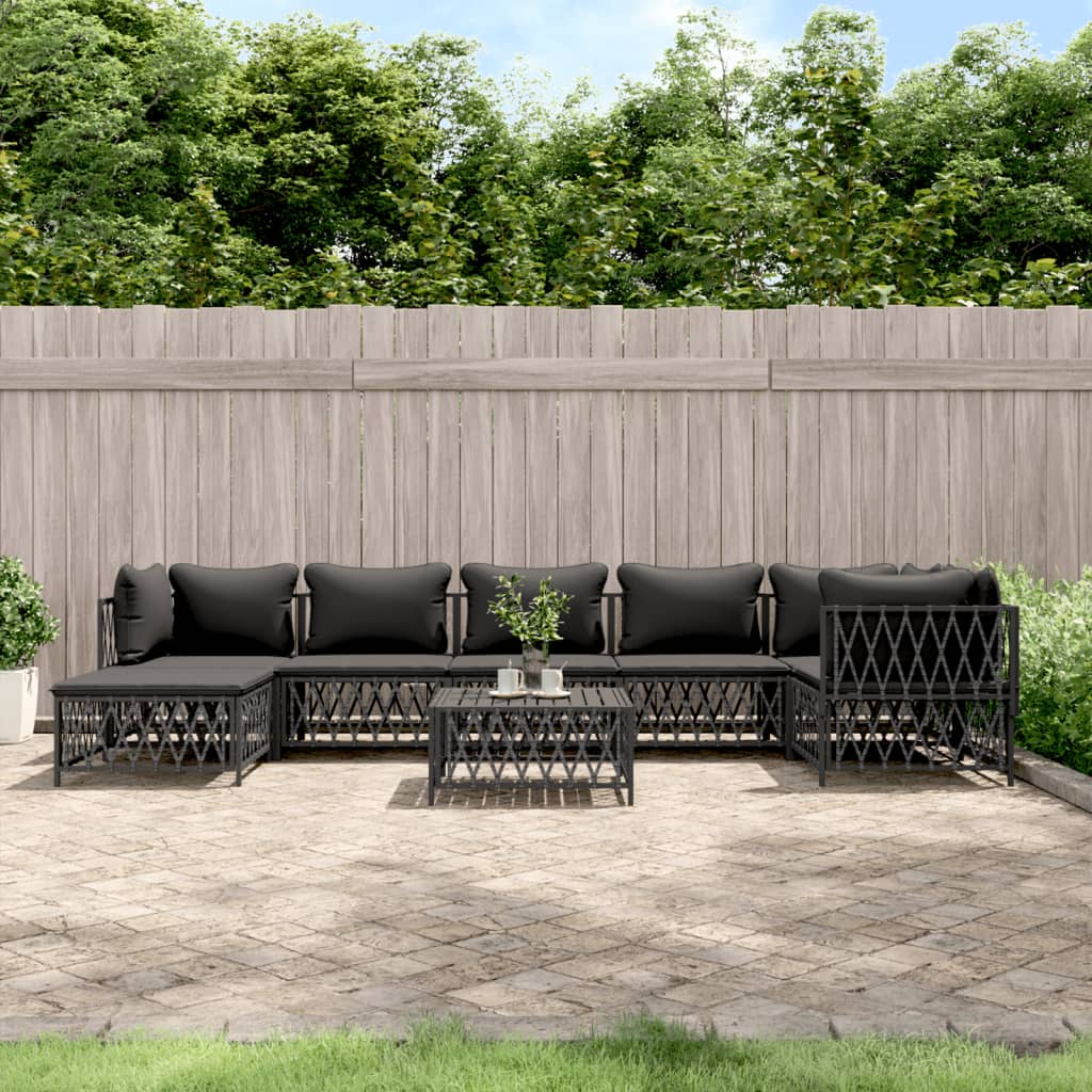 6-Tlg. Garten-Lounge-Set Mit Kissen Stahl