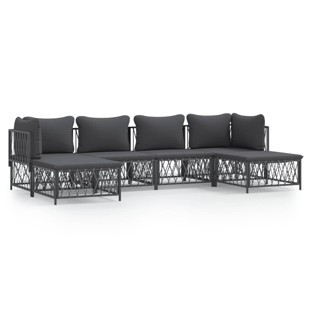 6-Tlg. Garten-Lounge-Set Mit Kissen Stahl