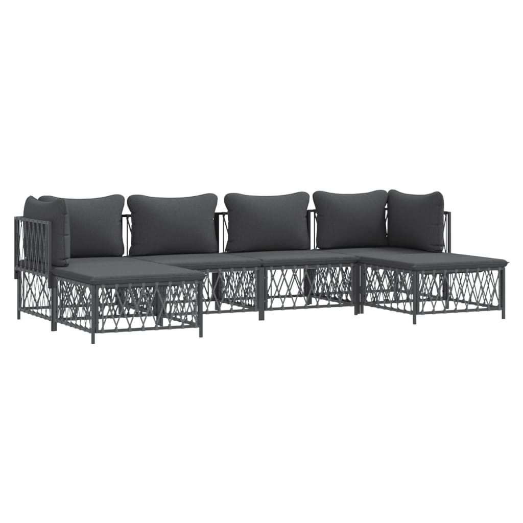6-Tlg. Garten-Lounge-Set Mit Kissen Stahl