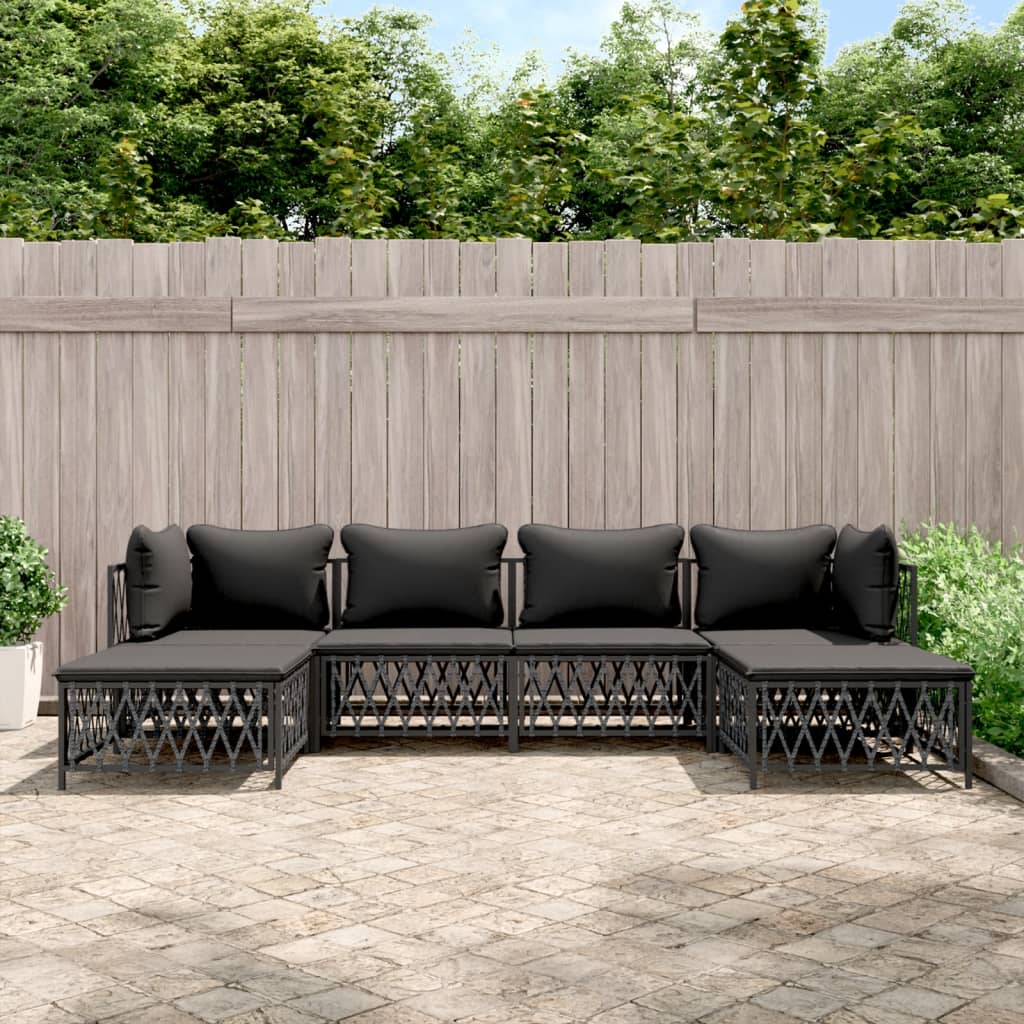 6-Tlg. Garten-Lounge-Set Mit Kissen Stahl