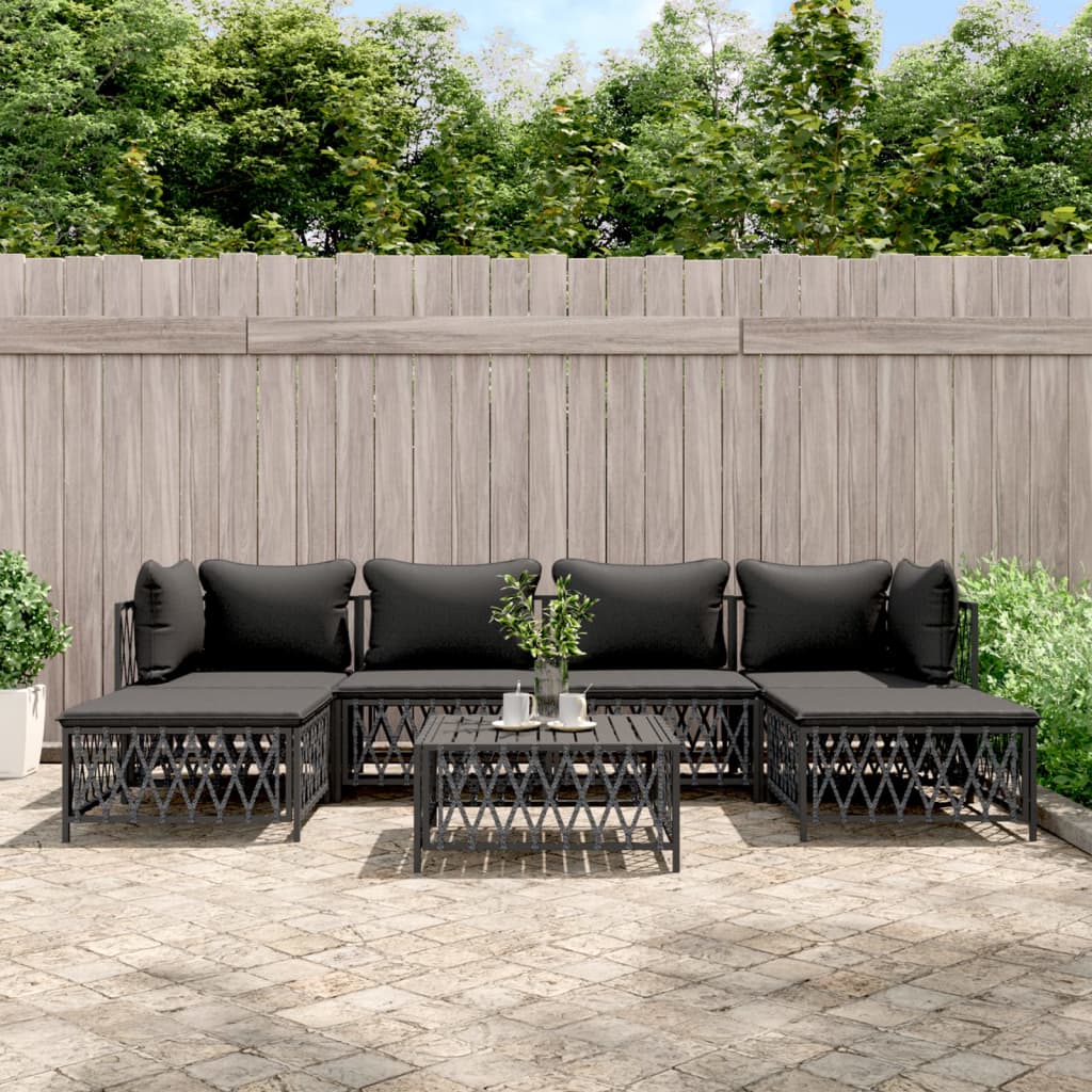 6-Tlg. Garten-Lounge-Set Mit Kissen Stahl