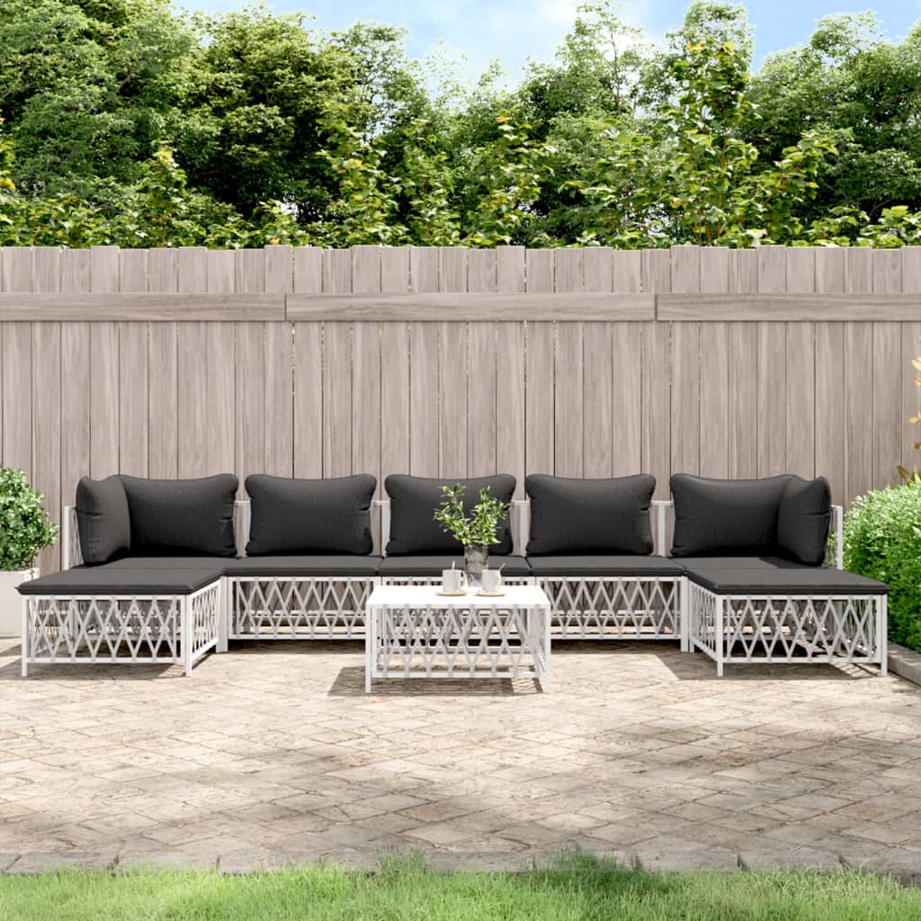 6-Tlg. Garten-Lounge-Set Mit Kissen Stahl