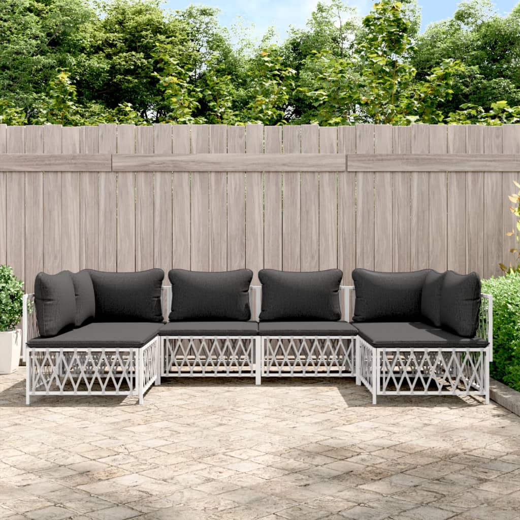 6-Tlg. Garten-Lounge-Set Mit Kissen Stahl