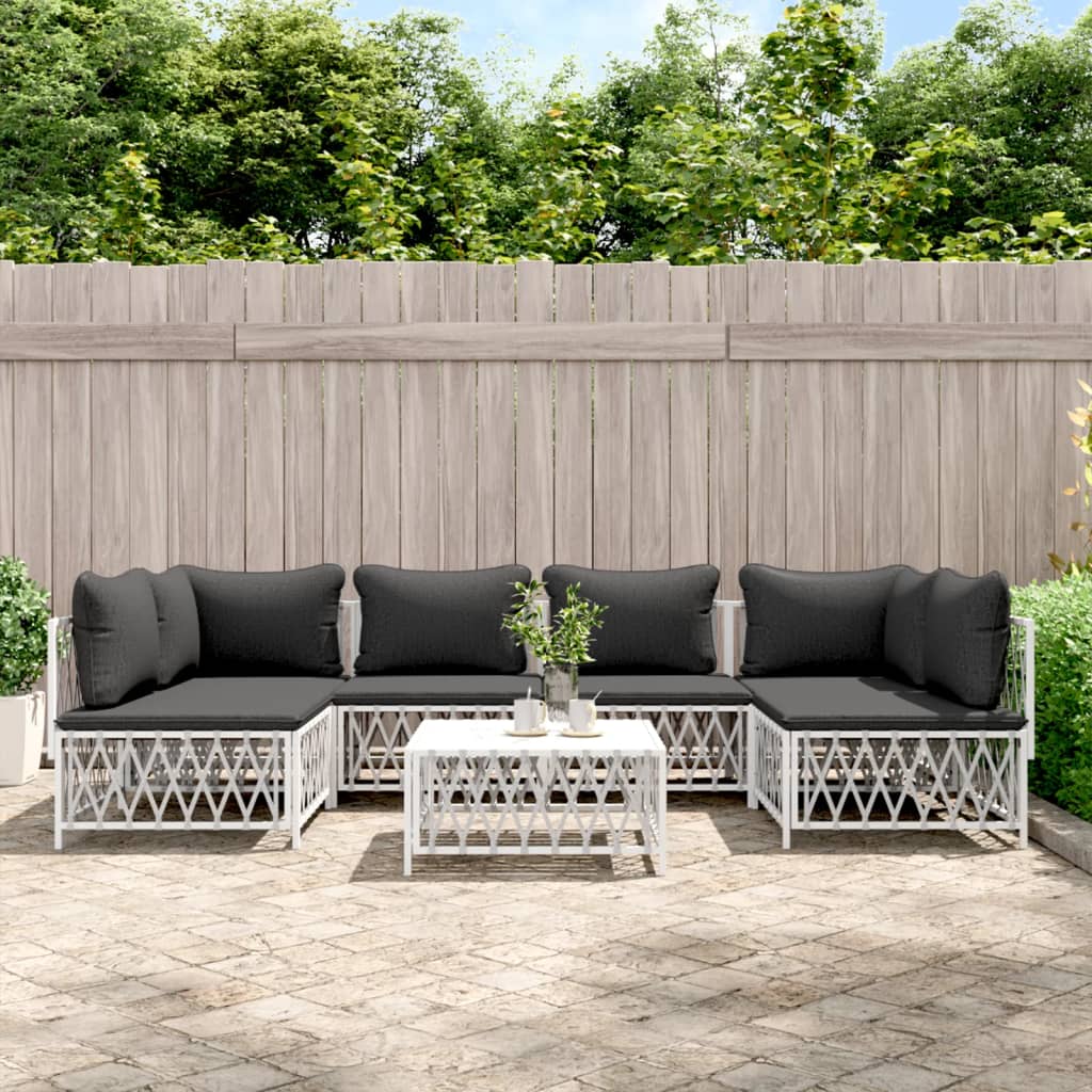 6-Tlg. Garten-Lounge-Set Mit Kissen Stahl