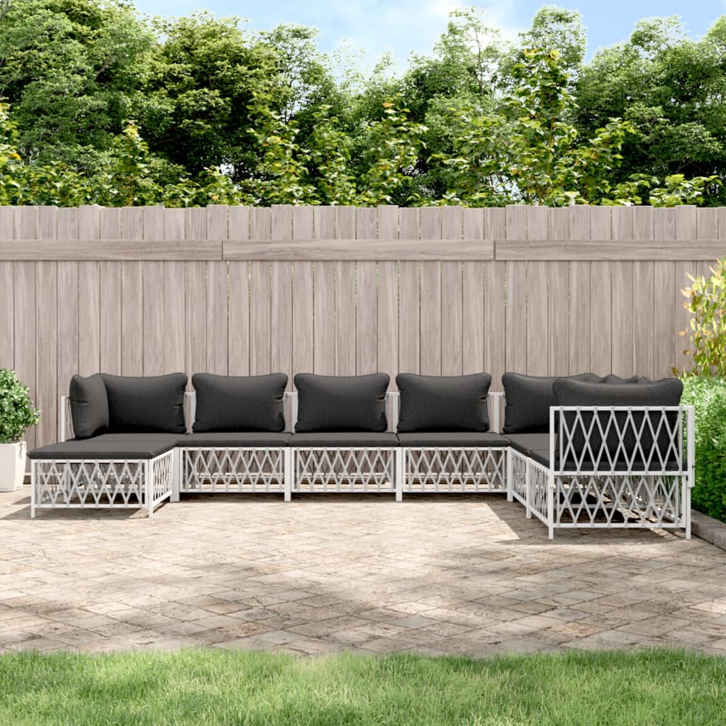 6-Tlg. Garten-Lounge-Set Mit Kissen Stahl