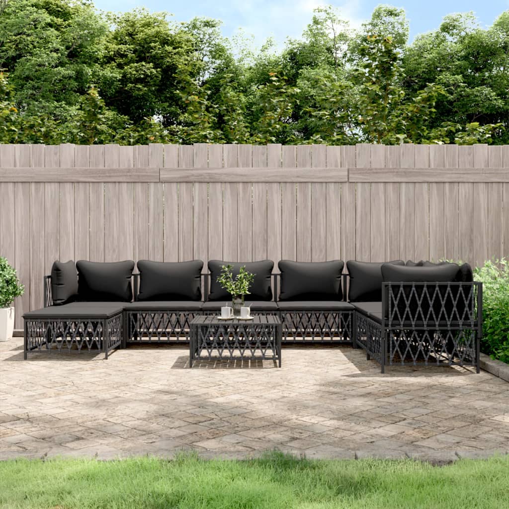 6-Tlg. Garten-Lounge-Set Mit Kissen Stahl