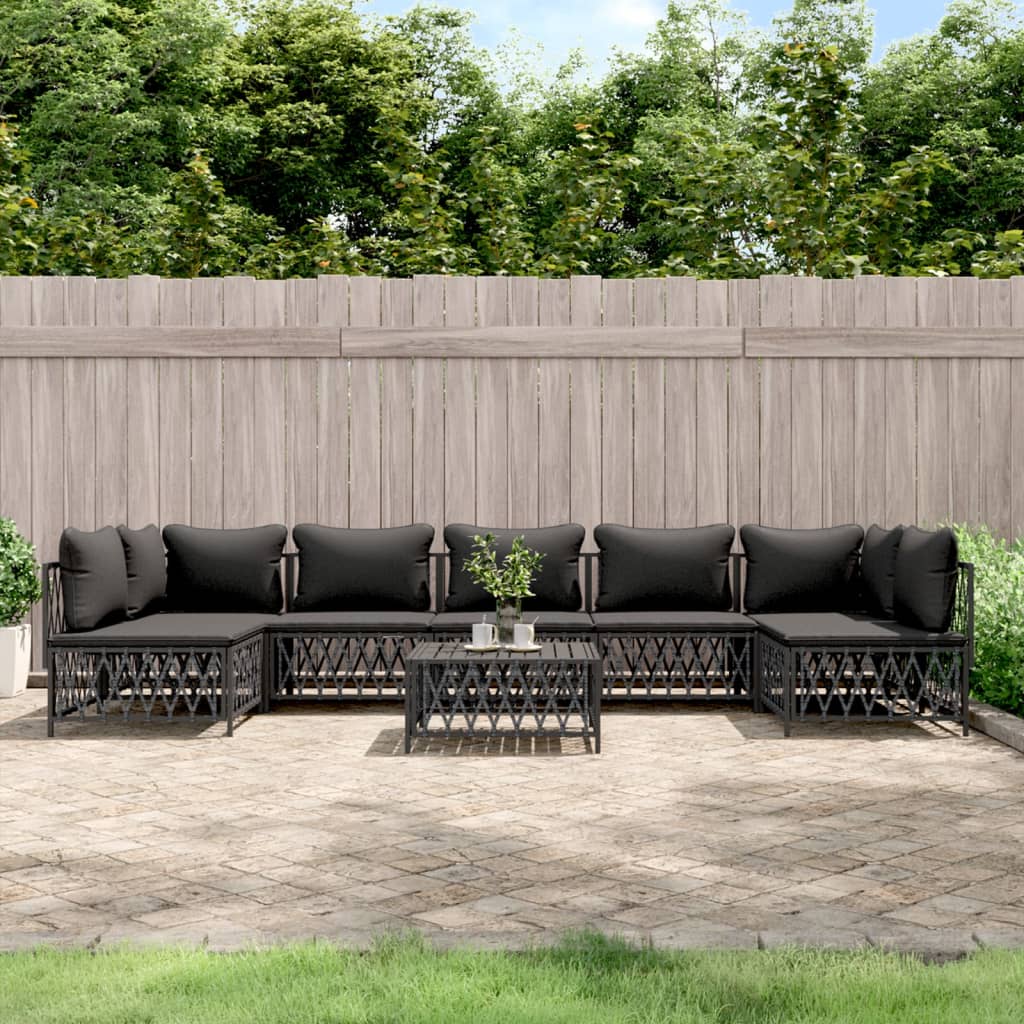 6-Tlg. Garten-Lounge-Set Mit Kissen Stahl