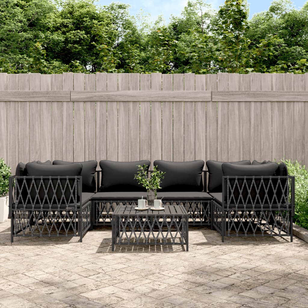 6-Tlg. Garten-Lounge-Set Mit Kissen Stahl