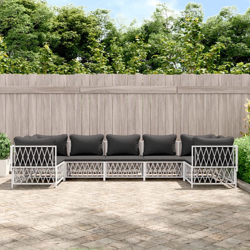 6-Tlg. Garten-Lounge-Set Mit Kissen Stahl