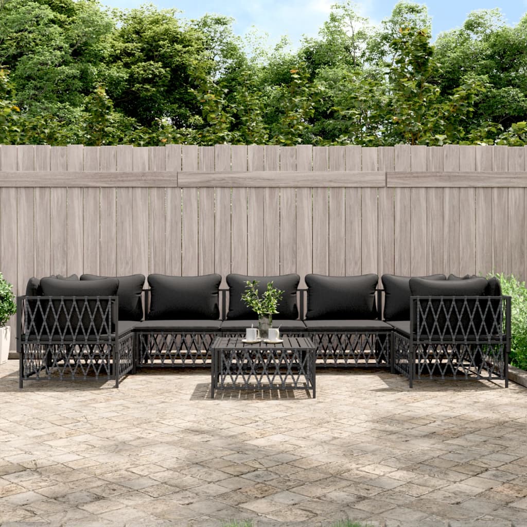 6-Tlg. Garten-Lounge-Set Mit Kissen Stahl