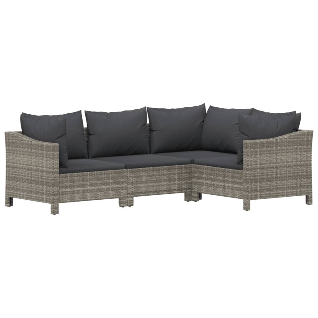 5-Tlg. Garten-Lounge-Set Mit Kissen Grau Poly Rattan